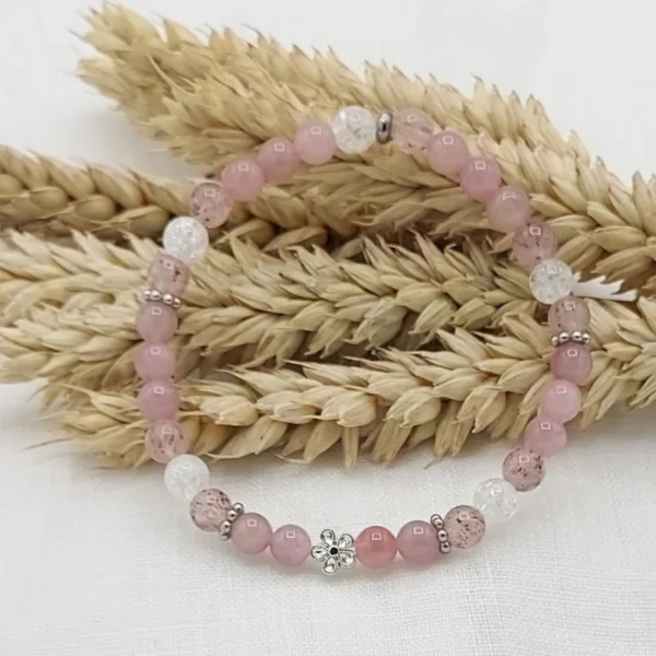Bracelet Quartz rose et Quartz rose fraise 6MM - Image 2
