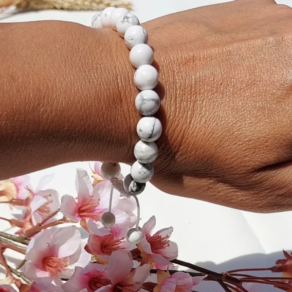 Bracelet shamballa Howlite blanche - Image 3