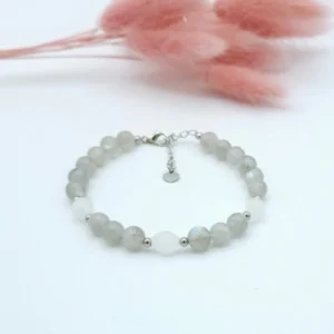 Bracelet Labradorite et Pierre de Lune ovale
