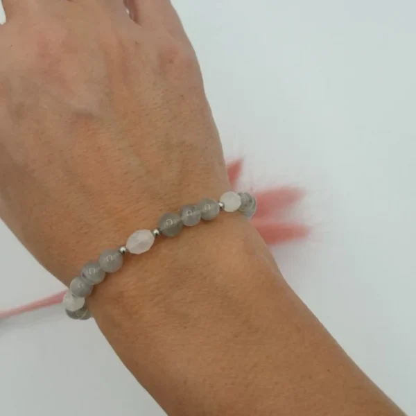 Bracelet Labradorite et Pierre de Lune ovale - Image 2